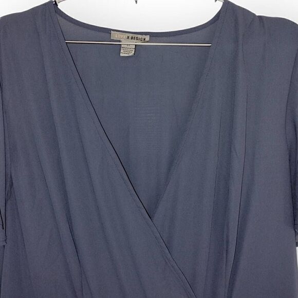 Love X Design Womens‎ Maxi Sz 2X Navy VNeck Flutter Sleeve Chiffon Plus Formal - Picture 5 of 13